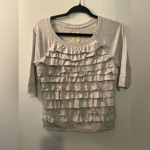 Hollister Gray Ruffled 3/4 Sleeve Blouse Size Small‎ Y2K